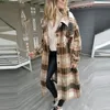 Women Long Sleeve Coats Plaid Jacket Autumn Winter Oversized Coat 2020 Fashion Loose Outwear Vintage Top Streetwear ropa mujer #13