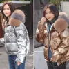 Kvinnors Down Parkas Bomber Jackor Kvinnor Vinter 90% Anka Två sidor Använd Kvinna Puffer Kvinna Hat Fur Hood Coat Harajuku Korean1