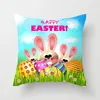 Feliz Páscoa Páscoa Páscoa Coelhinho Egg Decorativo Coxim Cobertura Dos Desenhos Animados Rabbit Impressão Travesseiro Capa Para Sofá Carro Home Decor 45 * 45cm