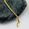 Classic Rope Chain 18k Yellow Gold Filled Twisted Bracelet For Women Men