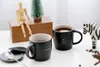16 unz Classic Starbucks Reserve Matte Black Mug Prosty styl 40 rocznicy Memorial Edition R Letter Ceramic Coffee Cup z pokrywką S4847867