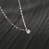 Nuovo stile Collana in argento sterling 925 con diamante singolo Avanzata semplice pendente in zircone lucido Catena clavicola femminile Gioielli per feste5185088