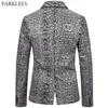 Sexy Snake Pattern Blazer Men Bronzing Two Button Mens Suit Jacket Nightclub Dj Festival Dance Party Stage Suit Coat Men Blazers 201128