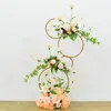 Party Decoration Wedding Donut Metal Iron Road Lead Backdrop Decorative Silk Flowers Stand Arrangement Welcome Area Two Sides Props