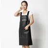 Tipo de colete de couro coreano PU avental impermeável e Óleo à prova de cozinha cozinhar vestido adulto y200103