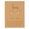 Europäische und US-amerikanische Mode-Sternzeichen-Ohrstecker, Gold, 12 Sternzeichen-Ohrringe mit Geschenkkarte, 12 Stile