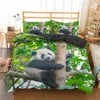 Homeky Panda Bedding Set 3D Impresso Animal Duveta Tampa Twin Rainha Rainha Rei Dupla Double Au Single Size Bed Linho Fronha 2/3 Pcs 201021