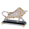 Champagner-Kristall-Bull Figur-Kunst-Glas Tierfigur Statuen Souvenirskulptur Home Büro Dekor Geschenk für Papa / Freund 220217