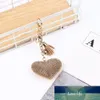 Love Heart KeyChain Charms Long Tassel Golden Chain Bag bil smycken Crystal Rhinestone P￤rlor Key Ring Handv￤ska h￤ngande h￤nge