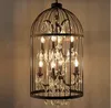 American country industrial wind wrought iron crystal bird cage chandelier Nordic retro restaurant clothing store stairs bar lamps