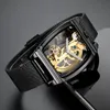 Relógios de pulso transparente relógio mecânico automático homens turbulon steampunk esqueleto luxo ouro tourbillon relógios de aço reloj montre homme