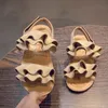 Mode Mädchen Sandalen Casual Lotus Blatt Komfortable Weichen Boden Haken Schleife Strand Schuhe Für Kinder Kinder Kleinkind Wohnungen 220705