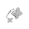 хорошее качество модное модное серебряное и золотое кольцо с четырьмя листьями для женщины, девушки, дизайнера, весь поставщик1688081