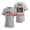 Jersey Uomo Donna Gioventù # 35 Brandon Crawford 28 Buster Posey 2 Curt Casali 9 Cintura Brandon Custom Cream Grey