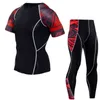 Rashguard Conjunto de chándal para hombre Gimnasio Deporte Camiseta Medias Ropa Conjuntos para hombres Traje de compresión Fitness Ropa deportiva Hombre Pantalones para correr Y1221