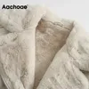 아카 워터 겨울 가로복 모피 가짜 가죽 자켓 여성 패션 두꺼운 따뜻한 코트 여성 지퍼 새시 자켓 코트 201109