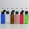 50 x 50ml Travel PET Plastic Cream Bottle with White Black Clear Flip Top Cap Insert Set 5/3oz Cosmetic Shampoo Containersfree shipping