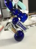 New glass bongs Double chamber showerhead perc dab Rigs hookahs tube water pipe Quality product blue glass pipes