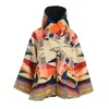 Varumärkesdesign Elegant Women Fashion Cape Coat Print Blandningar Wool Coat Warm Winter Outerwear Flare Sleeve Loose Female Jackets 201221