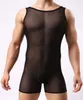 Mannen perspectief lingerie mesh bodysuit pure tee tank-top vest body shapers zwart beige m/l/xl