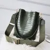 Wide Strap Women Handbag Soft Leather Bucket Casual Shoulder Messenger Bag Composite