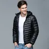 Ultra Light Down Jackets Mens Autumn Winter Coat Fashion Hooded 90% White Duck Down Jackets Male Coat Thin Slim Down Parkas 201209