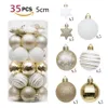 35pcs 5cm décorations d'arbre de Noël boules de Noël ensemble suspendus boule pendentifs décoratifs incassables boules 201128