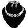 Nigeria Charm Bridal Luxe sieraden zilveren kleur ketting armband oorbellen ring Dubai bruiloft mode sieraden set3797871