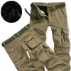 Męskie spodnie ładunkowe zima grube ciepłe spodnie pełna długość Multi Pocket Casual wojskowy Baggy Jogger Spodnie taktyczne plus rozmiar 28-40 H1223