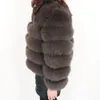 Véritable fourrure de renard herbe veste femme hiver fourrure naturelle mode courte veste en cuir de luxe manteau en cuir 201212