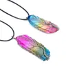 Natural Crystal Stone Pendant Seven Colourful Primordial Stones Pendants Hand Wound Life Tree Jewelry parts For Valentine Day