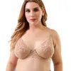 Broderi plus size bh kvinnor full täckning sexig blommig spets bh olinerad underwire svart vit brassiere perspektiv bralette247t