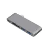6 in 1 듀얼 USB 유형 C 허브 어댑터 동글 지원 USB 3.0 Quick Charge PD Thunderbolt 3 SD TF 카드 판독기 MacBook4680