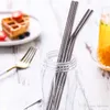 2021 Stainless Steel Metal Straw Reusable Drinking Bent and Straight Type straws and Cleaner Brush For Home Party Bar FAST SHIP