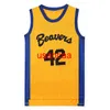 Teen Wolf #42 Scott Howard Basketball Jersey Moive Beacon Beavers Byellow American Film Version State Stitched
