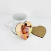 DIY Sublimation Blank Coaster Wooden Cork Cup Pad MDF Promotion Love Round Flower Shaped Cup Mat Advertising Party Favor Gift