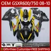 Forma wtryskowa do Suzuki Ciało GSXR 600 750 CC 600CC 750CC GSXR600 K8 GSX-R750 88NO.37 GSXR-600 GSXR-750 08 09 10 GSXR750 GSX-R600 2008 2009 2010 OEM OEM Fairing Yellow Stock