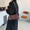 デザイナー - 女性のバゲットバッグデザイナーレトロなファッションチェーンワニパターンレザーカジュアルショルダー脇の下ハンドバッグ