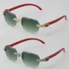 2022 NY MODEL MICRO-PAVED DIAMOND SUNGLASSES ORIGINA TRÄ RIMLESS SUN Glasögon 18K Gold C Dekoration Male Female Stones Glasögon U271N