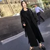 Women Winter Elegant Bandage Wool Blend Women Fashion Long Cardigan Coats Woolen Overcoat Oversize Outwear Wholesale OEM 201215