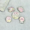 Rosa Creative Brain Emalj Pins Färger Mode Romantisk Karaktär Badge Book Skelett Broscher Till Vän Present