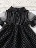 Toddler Girls Polka Dot Print Contrast Mesh Flounce Sleeve Dress SHE