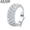 AEAW Luxury Center 2.8CTW DF Color VVS Engagement Band für Männer Solid White Gold Plated S925 Ring oder S925 Silberring 220211
