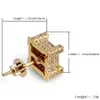 힙합 남자를위한 패션 럭셔리 귀걸이 남자 학년 품질 18K 금 도금 구리 광장 지르콘 스터드 귀걸이 925 실버 이어 캡 Ler047
