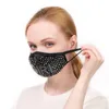 Fashion Brev Dammskyddsmaskar Bling Diamond Protective PM2.5 Mouth Tvättbara Återanvändbara Kvinnor Färgglada Rhinestones Glänsande ansikte Klassisk Svart Cotton3D Filter Mask