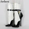 Sorbern Sexy Lockable Ankle Boots For Women Ballet High Heel Stilettos With Chains Sm Shoes Crossdresser Custom Colors