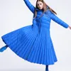 الخريف والشتاء تنورة نمط طويل أسفل النساء سترة معطف تصميم خاص الأزرق زائد حجم ستر و السببية ارتداء الدافئة 201031