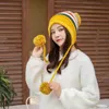 Nieuwe Winter Wollen Hoed voor Vrouwen Koreaanse versie Plus Wollen Bal Knit Cap Regenboog Gekleurde Bal Warm Oor Bescherming Warme Hoed