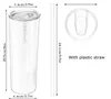 Tumblers Sublimação Branco Slim Cup em linha reta copos de vácuo garrafa de água caneca com canecas de cerveja de tampa com transporte marinho 20oz lsk780