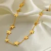 Hängsmycke Halsband Fancy Star Charm Rostfritt Stål Halsband Stöd Höft Smycken 18K guld PVD Pläterad Choker Clavicle Chain Women